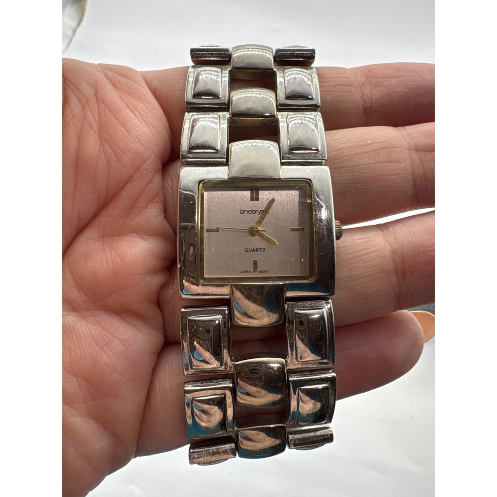 Lane Bryant Womens Silver Square Statement Watch 90841 101 Quartz Link Band